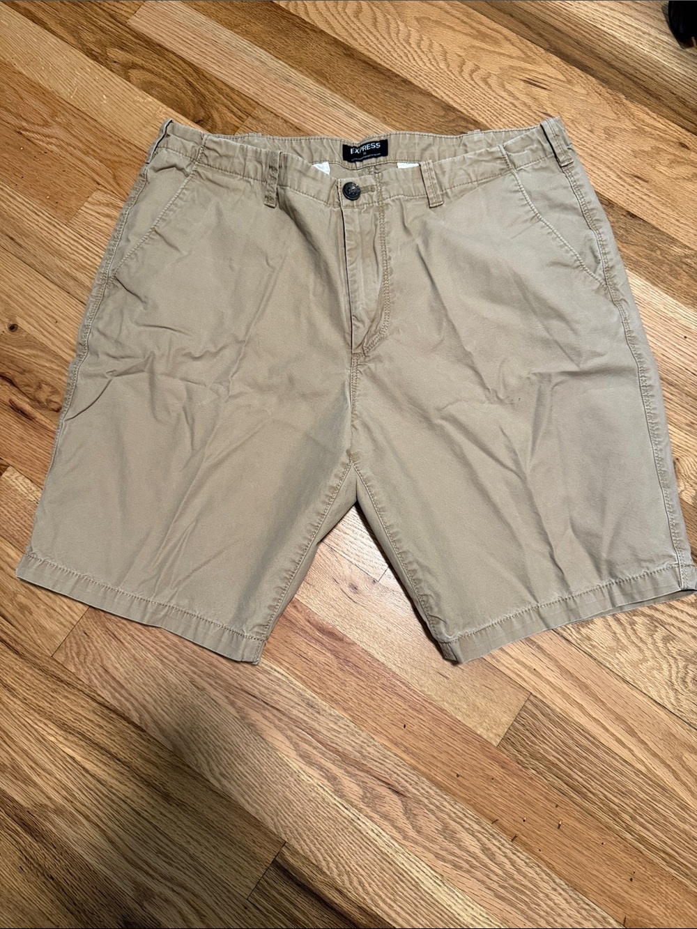 Express Men's Tan Flat Front Chino Shorts